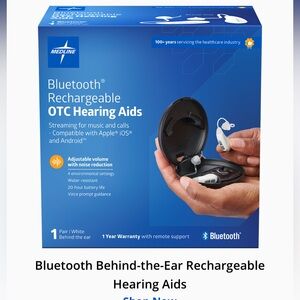 Medline Bluetooth OTC Behind the Ear Rechargeable Hearing Aids NEW